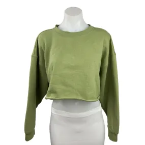 WeWoreWhat Green Round Neck Long Sleeves Pullover Cropped Top Sweatshirt Size S