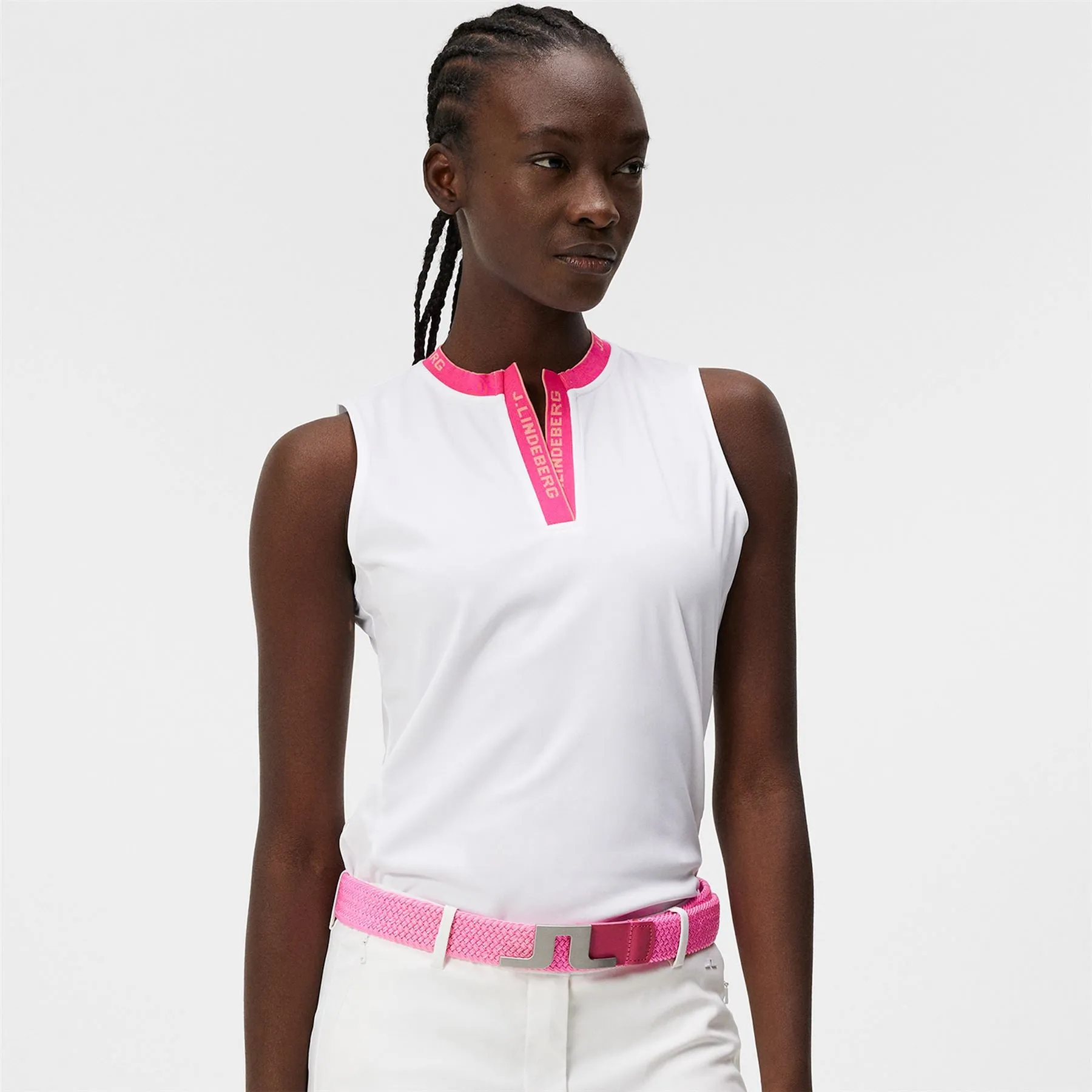 Womens Leya Sleeveless TX Jersey Polo White - SS24