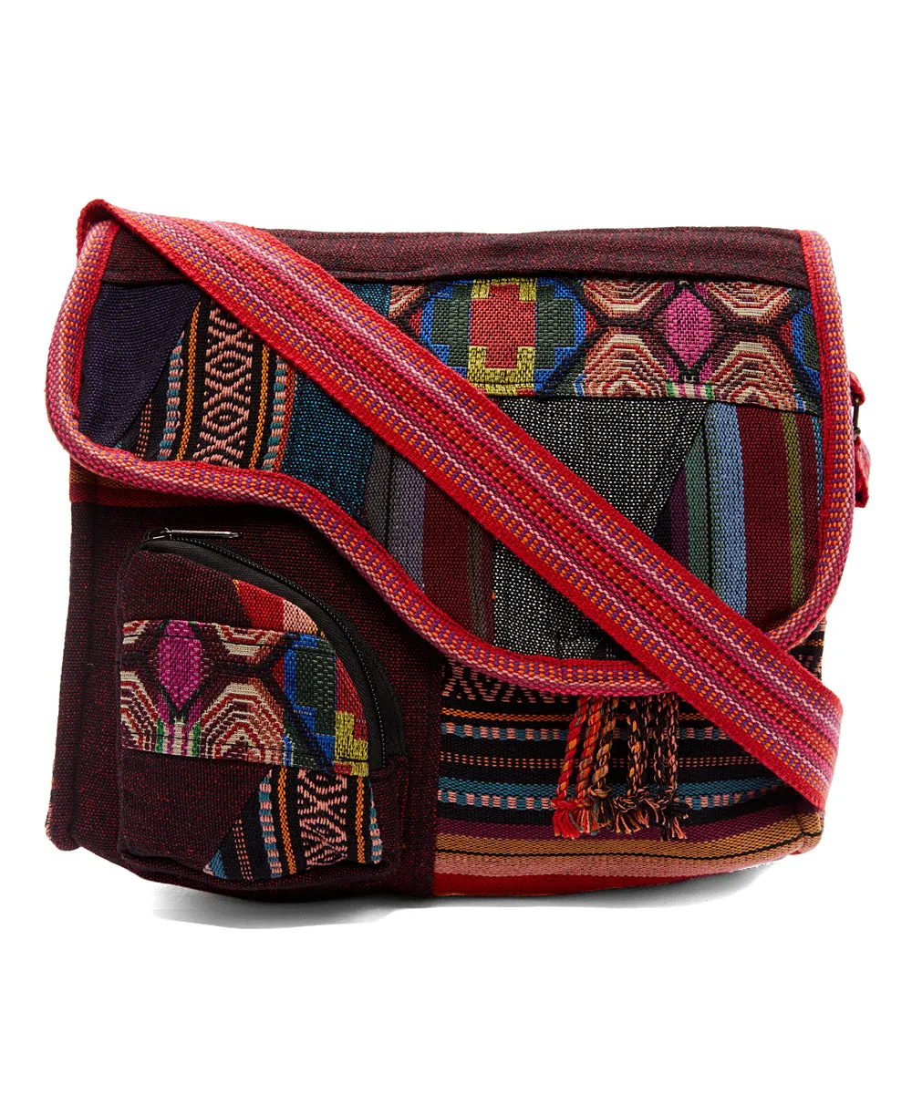 Woven Patchwork Messenger Bag