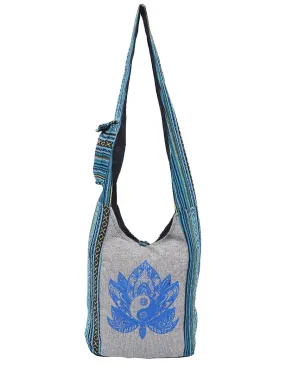 Ying Yang Leaf Printed Cotton Hobo Bag