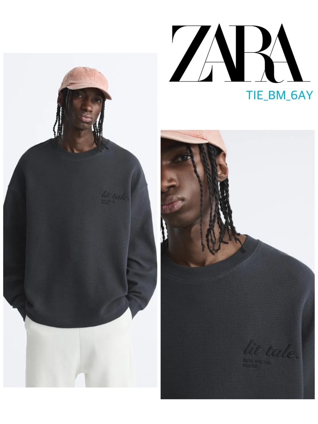 ZARA  |Long Sleeves Plain Cotton Logo Sweatshirts