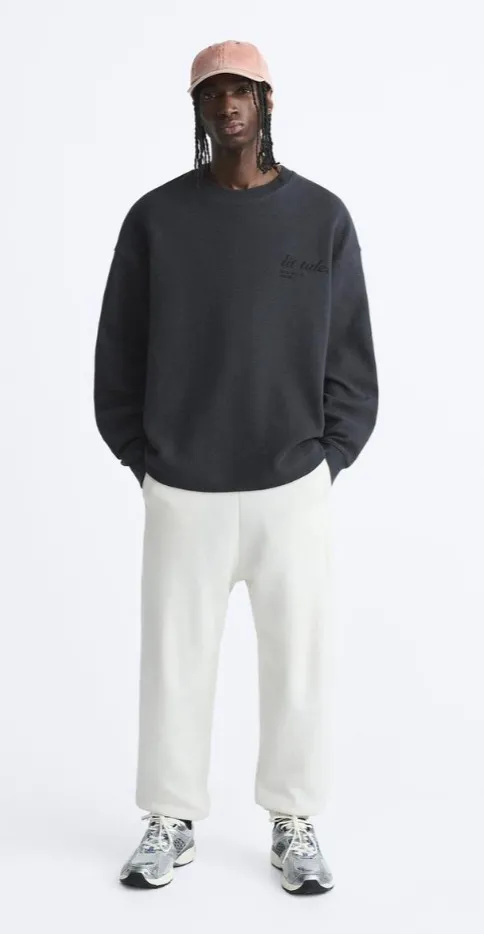 ZARA  |Long Sleeves Plain Cotton Logo Sweatshirts