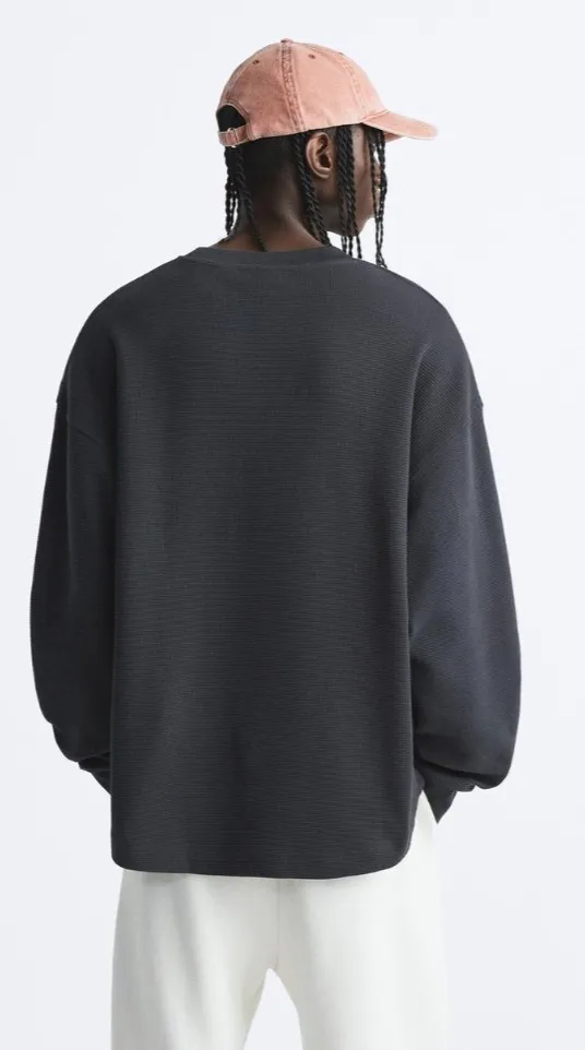 ZARA  |Long Sleeves Plain Cotton Logo Sweatshirts