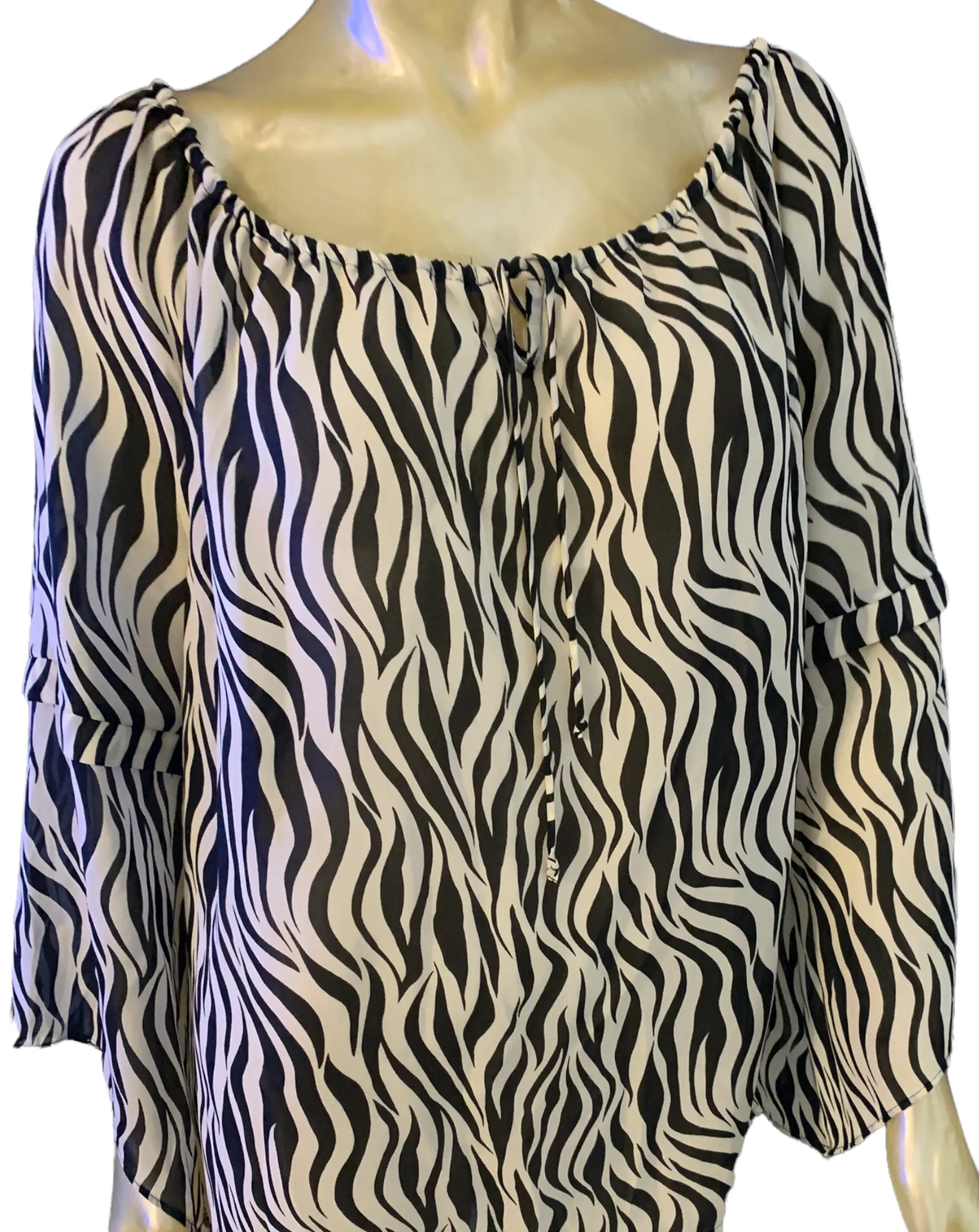 Zebra print long sleeve gypsy blouse